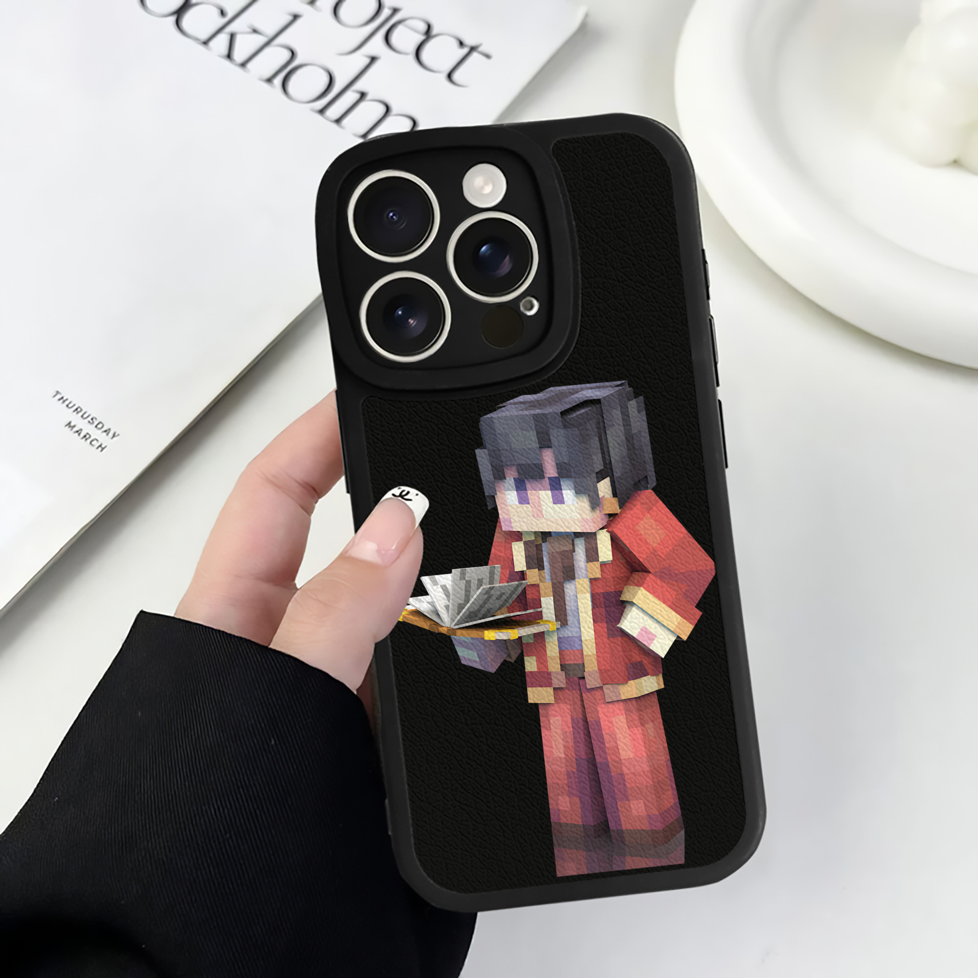 （画像用） マインクラフト ブロックの世界 Minecraft MC Block world 【iPhone 16シリーズ対応】シリコンスマホケース（レザー調） 材質：シリコン